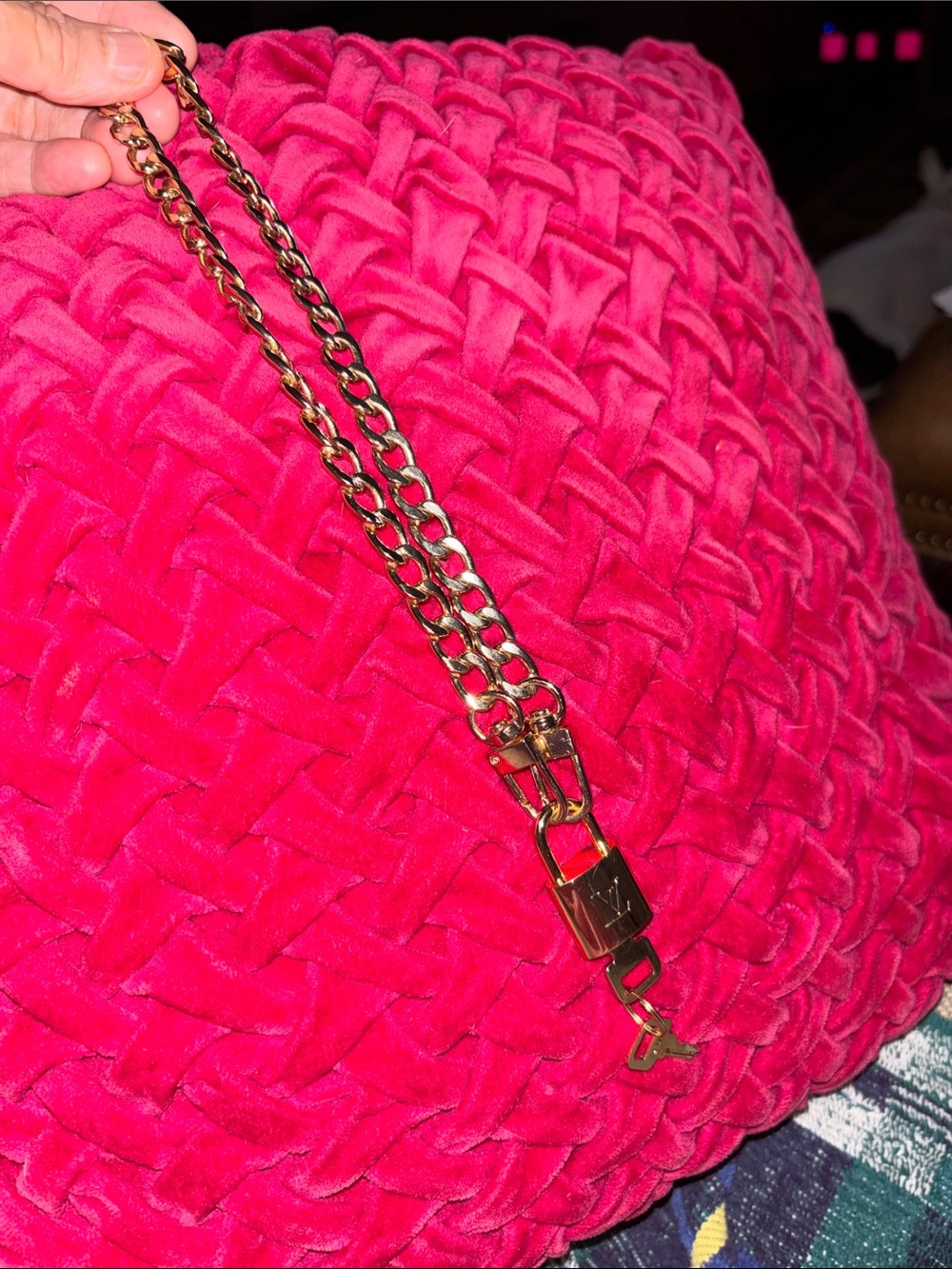 Louis Vuitton Lock & key with unbranded chain